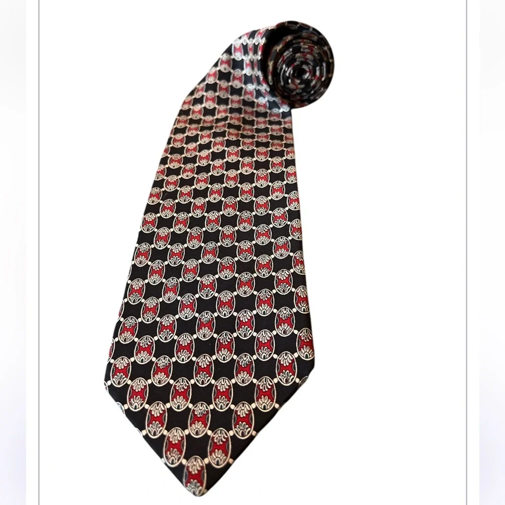 Carlo Palazzi Silk Geometric Abstract Tie Hand Made in Italy 4”W 59”L
